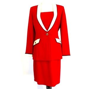 ST. JOHN RED JACKET AND SKIRT SUIT sz 8